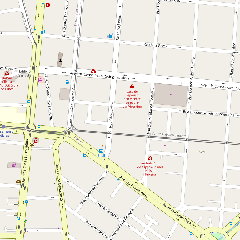Mapa das ruas ao redor da 50 Festas na Rua Silva Jardim, 498, Macuco, Santos
